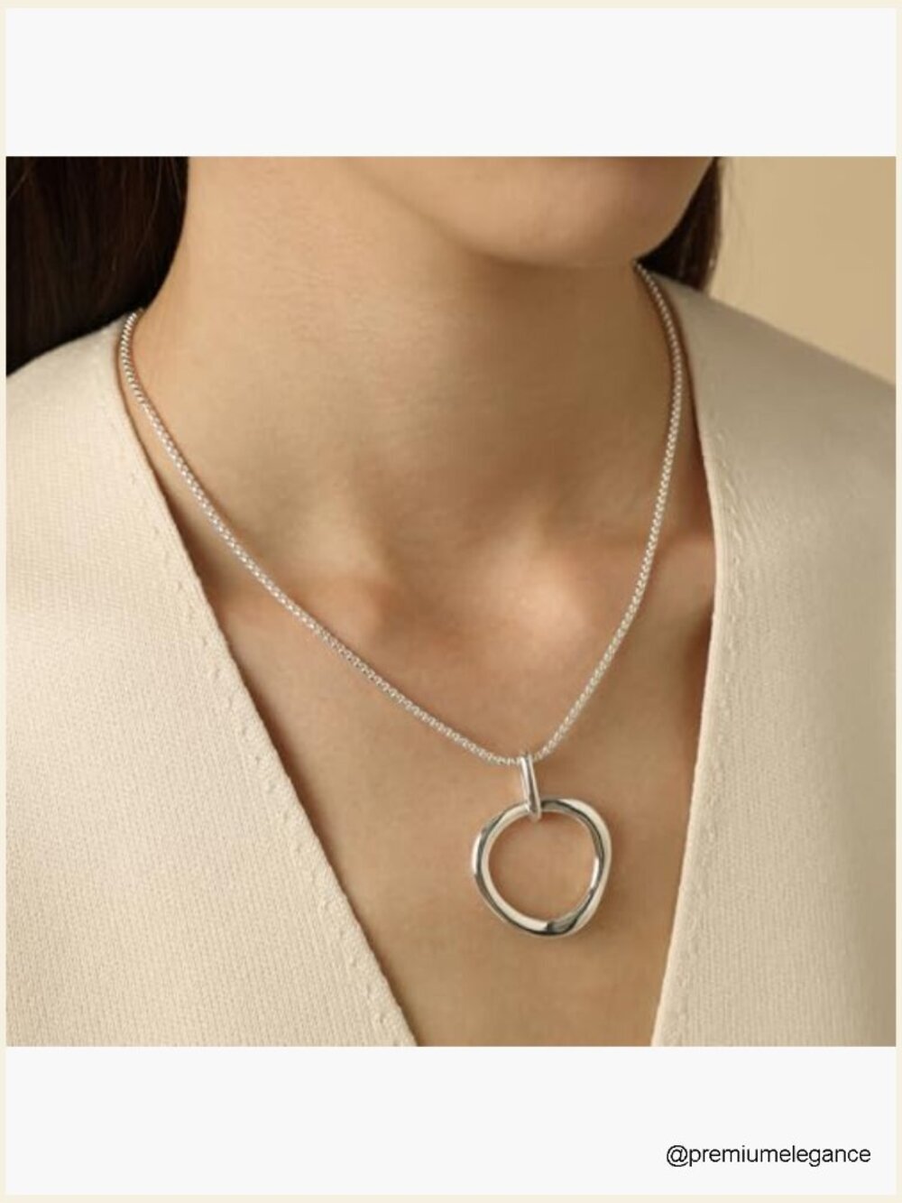Circle Pendant T-Bar Necklace Dainty Adjustable 18"+2" Extension Chain - Picture 3 of 7
